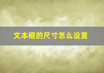 文本框的尺寸怎么设置