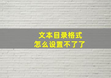 文本目录格式怎么设置不了了