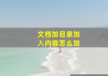 文档加目录加入内容怎么加