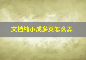 文档缩小成多页怎么弄