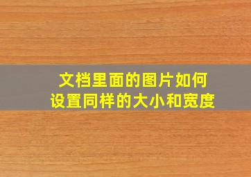 文档里面的图片如何设置同样的大小和宽度