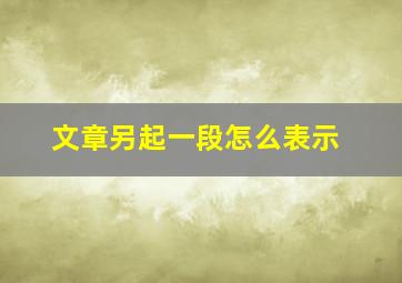 文章另起一段怎么表示