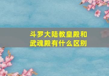 斗罗大陆教皇殿和武魂殿有什么区别