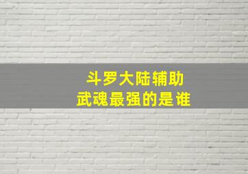 斗罗大陆辅助武魂最强的是谁