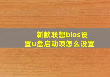 新款联想bios设置u盘启动项怎么设置