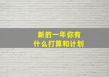 新的一年你有什么打算和计划