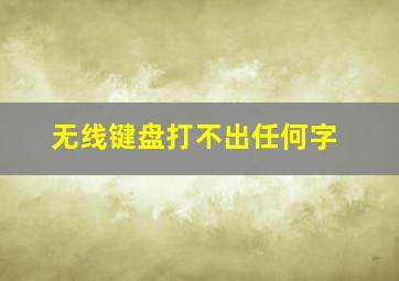 无线键盘打不出任何字