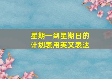 星期一到星期日的计划表用英文表达