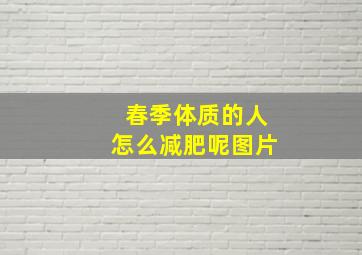 春季体质的人怎么减肥呢图片