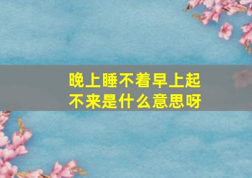 晚上睡不着早上起不来是什么意思呀