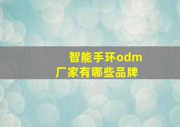 智能手环odm厂家有哪些品牌