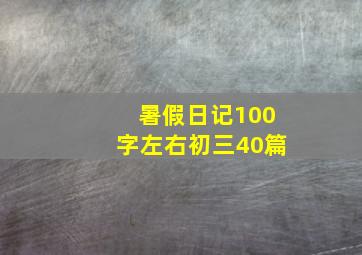 暑假日记100字左右初三40篇