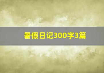 暑假日记300字3篇