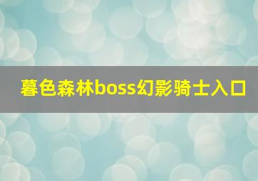 暮色森林boss幻影骑士入口