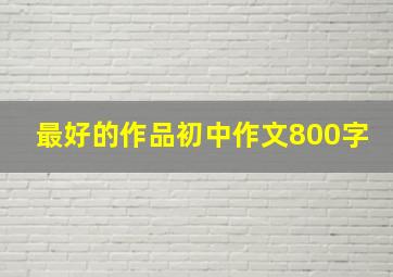 最好的作品初中作文800字