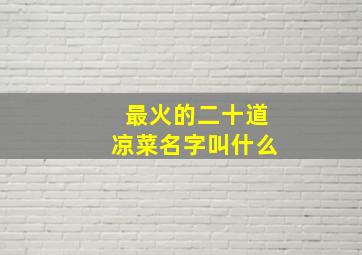 最火的二十道凉菜名字叫什么