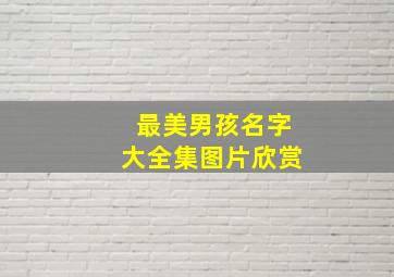 最美男孩名字大全集图片欣赏