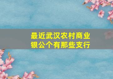 最近武汉农村商业银公个有那些支行