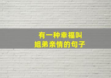 有一种幸福叫姐弟亲情的句子