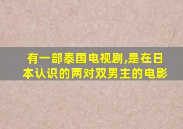 有一部泰国电视剧,是在日本认识的两对双男主的电影