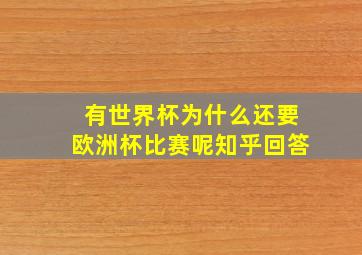 有世界杯为什么还要欧洲杯比赛呢知乎回答