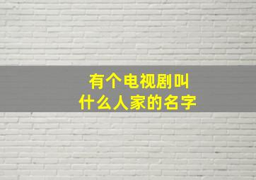 有个电视剧叫什么人家的名字