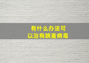 有什么办法可以治狗跳蚤病毒