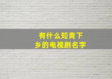 有什么知青下乡的电视剧名字