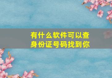 有什么软件可以查身份证号码找到你