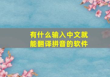 有什么输入中文就能翻译拼音的软件