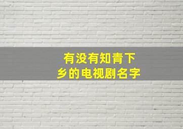 有没有知青下乡的电视剧名字