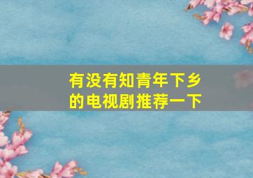 有没有知青年下乡的电视剧推荐一下