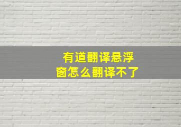 有道翻译悬浮窗怎么翻译不了