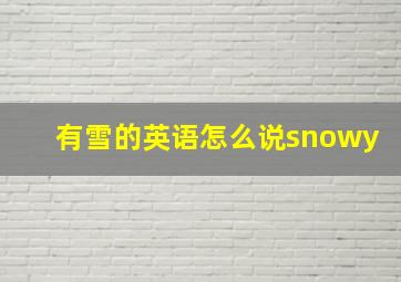 有雪的英语怎么说snowy