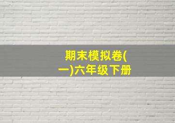 期末模拟卷(一)六年级下册