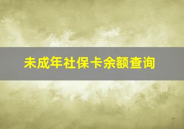 未成年社保卡余额查询