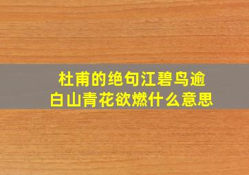 杜甫的绝句江碧鸟逾白山青花欲燃什么意思