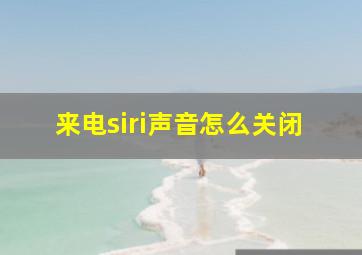 来电siri声音怎么关闭