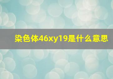 染色体46xy19是什么意思