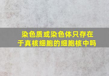 染色质或染色体只存在于真核细胞的细胞核中吗