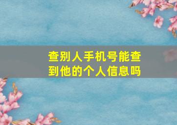 查别人手机号能查到他的个人信息吗