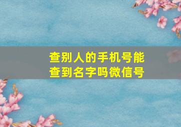 查别人的手机号能查到名字吗微信号