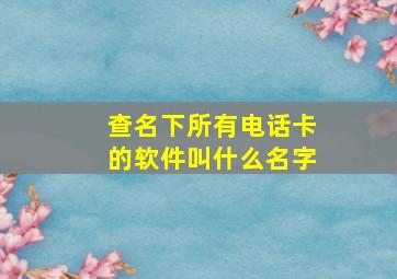 查名下所有电话卡的软件叫什么名字