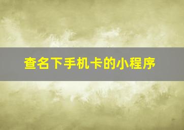 查名下手机卡的小程序