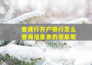 查建行开户银行怎么查询信息表的信息呢