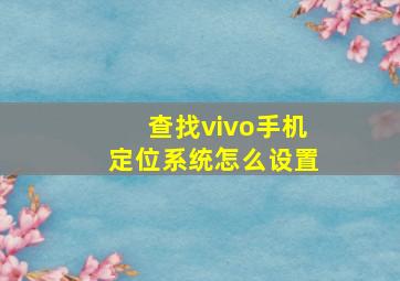 查找vivo手机定位系统怎么设置