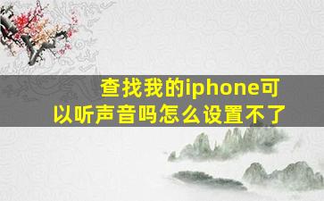 查找我的iphone可以听声音吗怎么设置不了