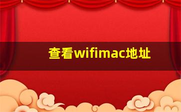 查看wifimac地址