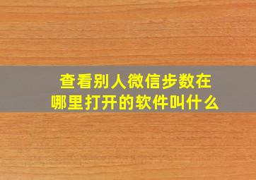 查看别人微信步数在哪里打开的软件叫什么