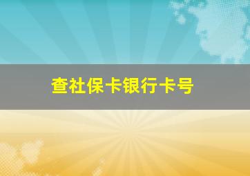 查社保卡银行卡号